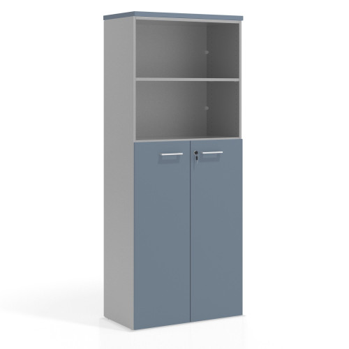 Armario de oficina Colors con puerta mediana, medida 193x80 - AZUL TALCO