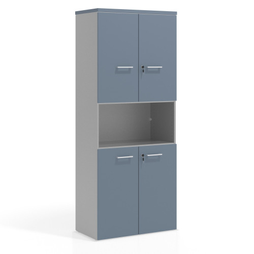 Armario de oficina Colors con doble puerta mediana, medida 193x80 - AZUL TALCO