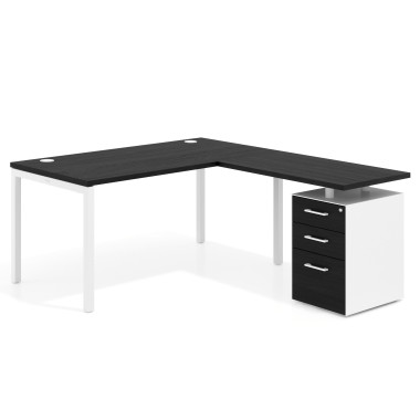 Mesa en L fondo 80, frontales melamina