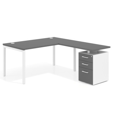 Mesa en L fondo 80, frontales melamina