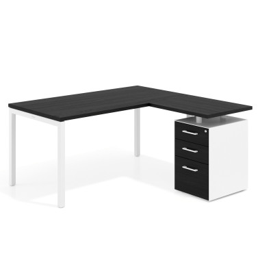 Mesa con ala fondo 80, ala corta, frontales melamina
