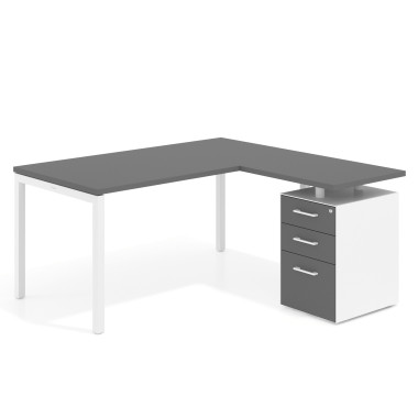Mesa con ala fondo 80, ala corta, frontales melamina