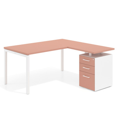 Mesa con ala fondo 80, ala corta, frontales melamina