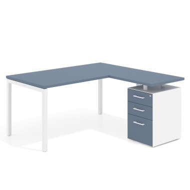 Mesa con ala fondo 80, ala corta, frontales melamina