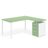mesa en l 140x150 verde talco kube mesa con ala fondo 80 ala corta frontales melamina recto 1