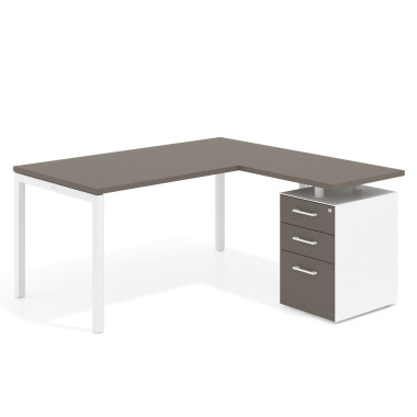 Mesa con ala fondo 80, ala corta, frontales melamina