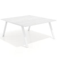 Mesa de oficina doble UvePro fondo 166, cantos rectos, estructura blanca - ALBO, 120x166