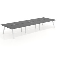 Mesa multipuesto UvePro Bench triple, fondo 166 cm, estructura blanca/madera - GRIS TORMENTA, 540x166
