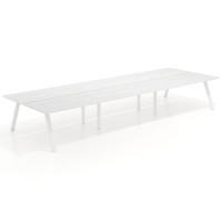 Mesa multipuesto UvePro Bench triple, fondo 166 cm, estructura blanca/madera - ALBO, 540x166