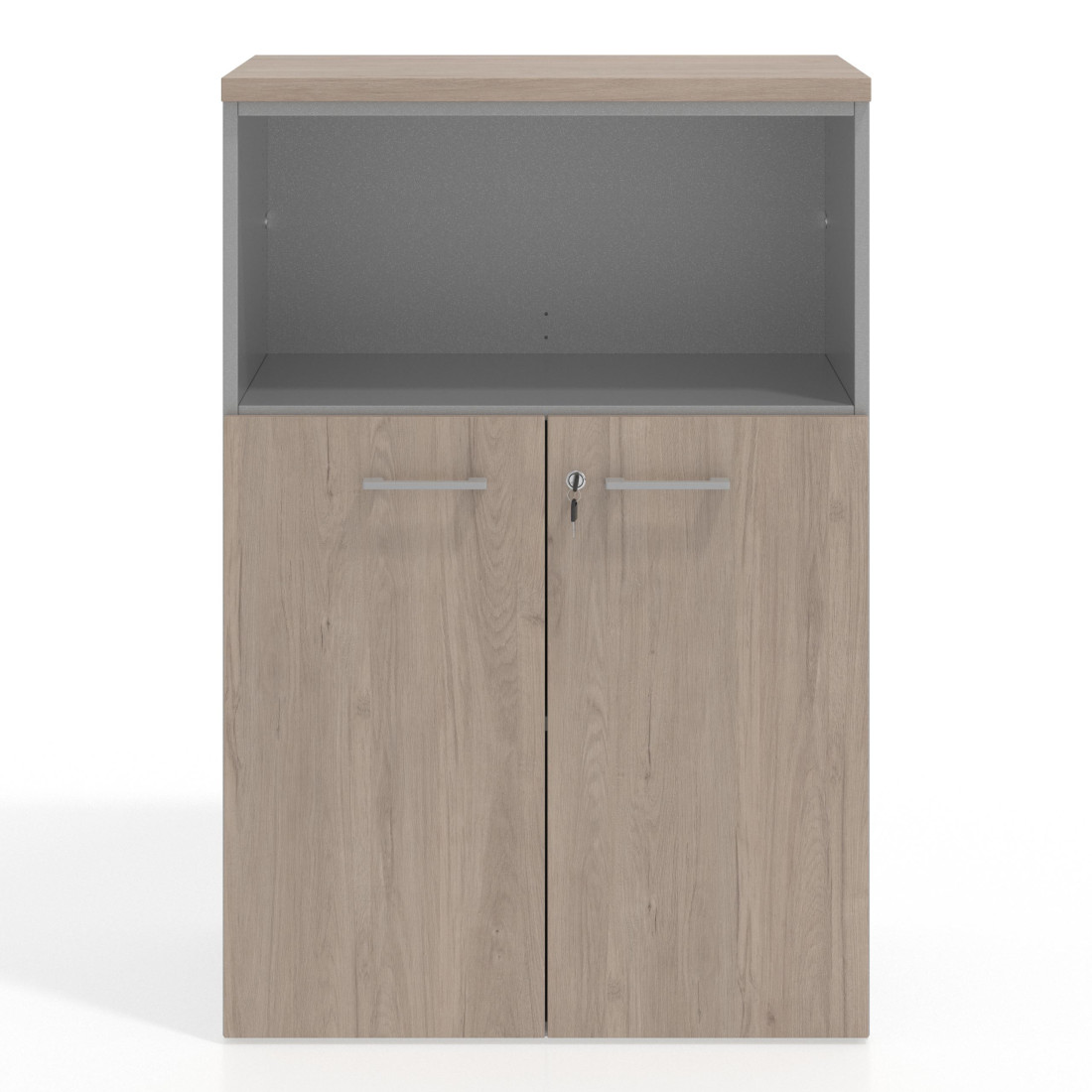 Armario de oficina Basic 3 alturas, medida 116x80 con puerta baja