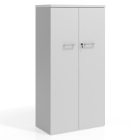 Armario de oficina Basic, medida 155x80cm con puerta - BLANCO MATE