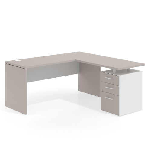 Mesa de Escritorio con cajones en L Work Plus fondo 60, frontales melamina diseño bicolor - 140X160