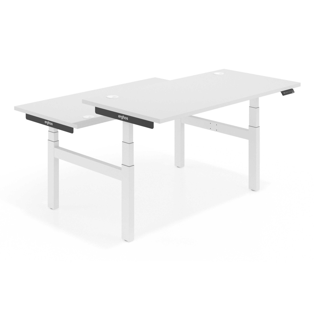Mesa Multipuesto Elevable eléctrica Erghos  Smart Pro estructura blanca canto recto