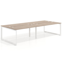 Mesa oficina multipuesto bench Delta doble, fondo 142cm, estructura blanca - SAHARA, 240x142