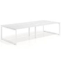 Mesa oficina multipuesto bench Delta doble, fondo 142cm, estructura blanca - ALBO, 280x142