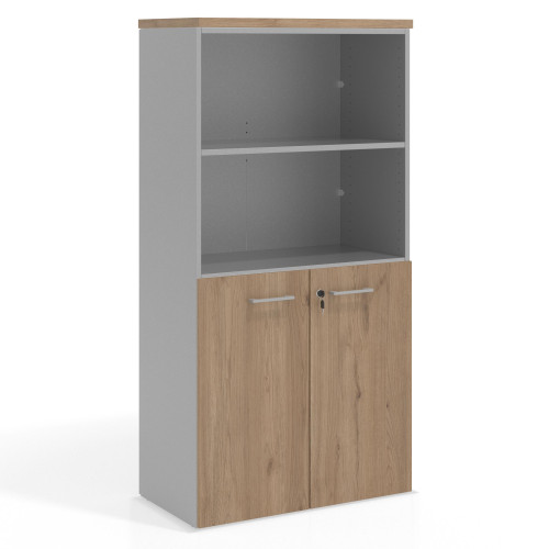 Armario de oficina Colors, medida 155x80cm con puerta auxiliar - NATURALE