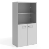 Armario de oficina Colors, medida 155x80cm con puerta auxiliar - BLANCO MATE