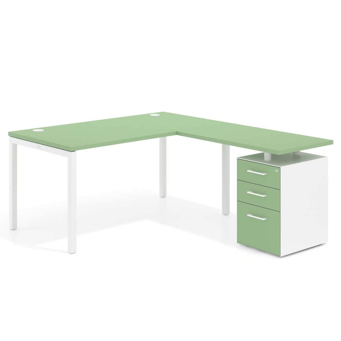 mesa en l 140x200 verde talco kube mesa en l fondo 100 frontales melamina recto 1
