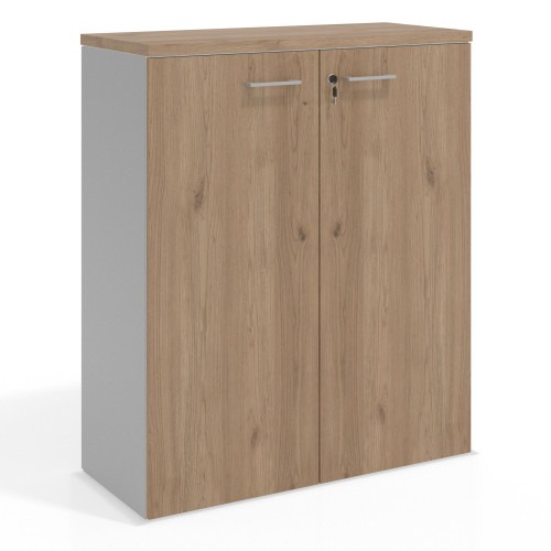 Armario de oficina Colors con puerta cerradura, medida 116x100 - NATURALE