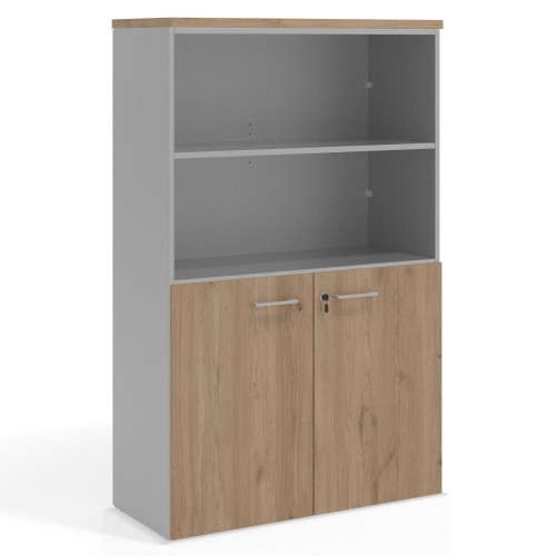 Armario de oficina Colors, medida 155x100cm con puerta auxiliar - NATURALE