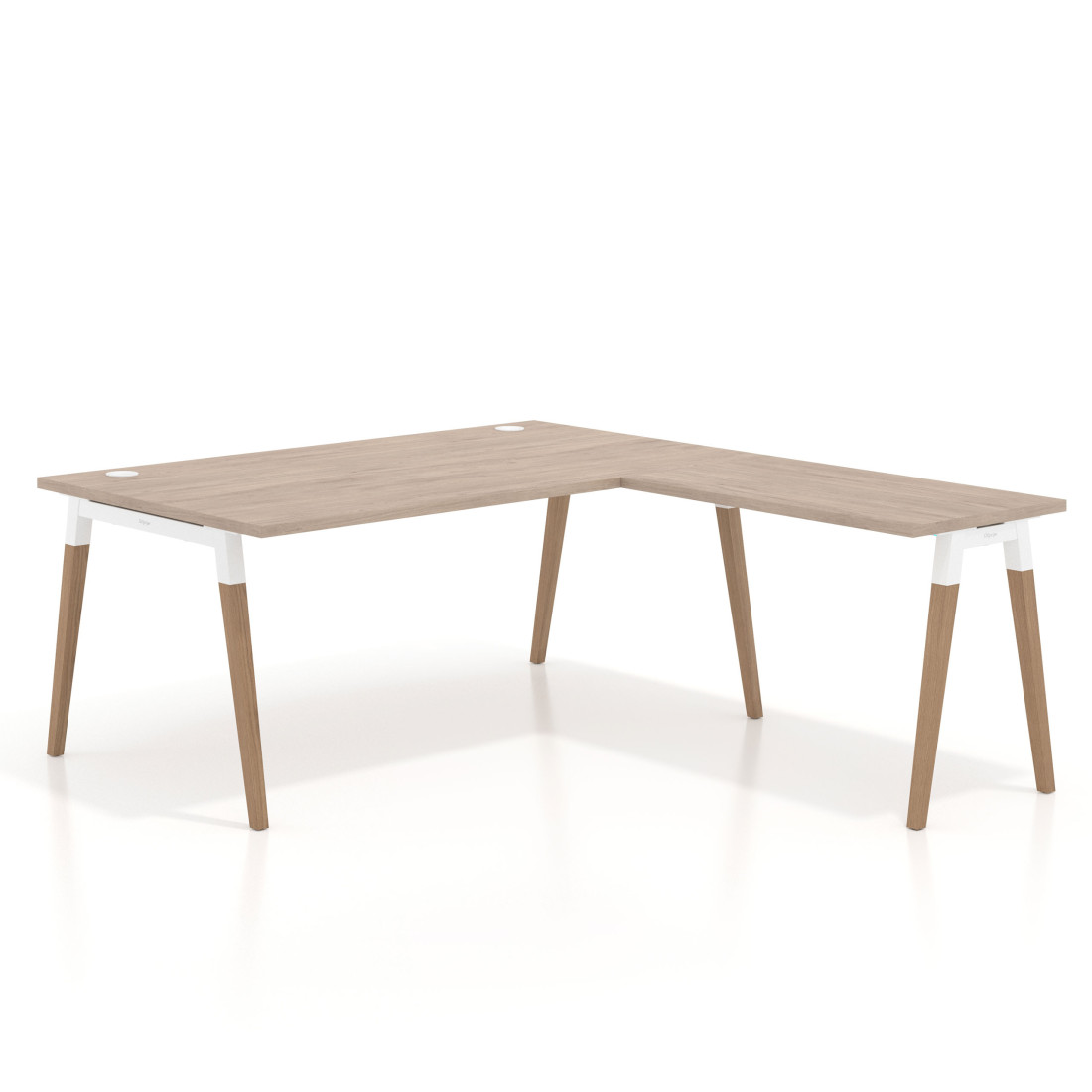 Mesa de dirección en L Arki fondo 100cm, patas de madera