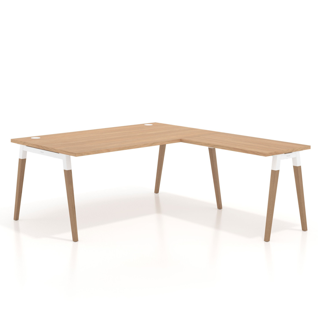 Mesa de dirección en L Arki fondo 100cm, patas de madera