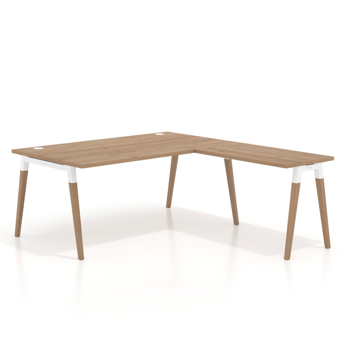 Mesa de dirección en L Arki fondo 100cm, patas de madera