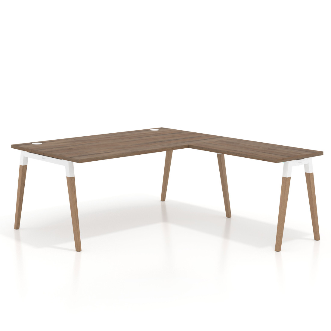 Mesa de dirección en L Arki fondo 100cm, patas de madera