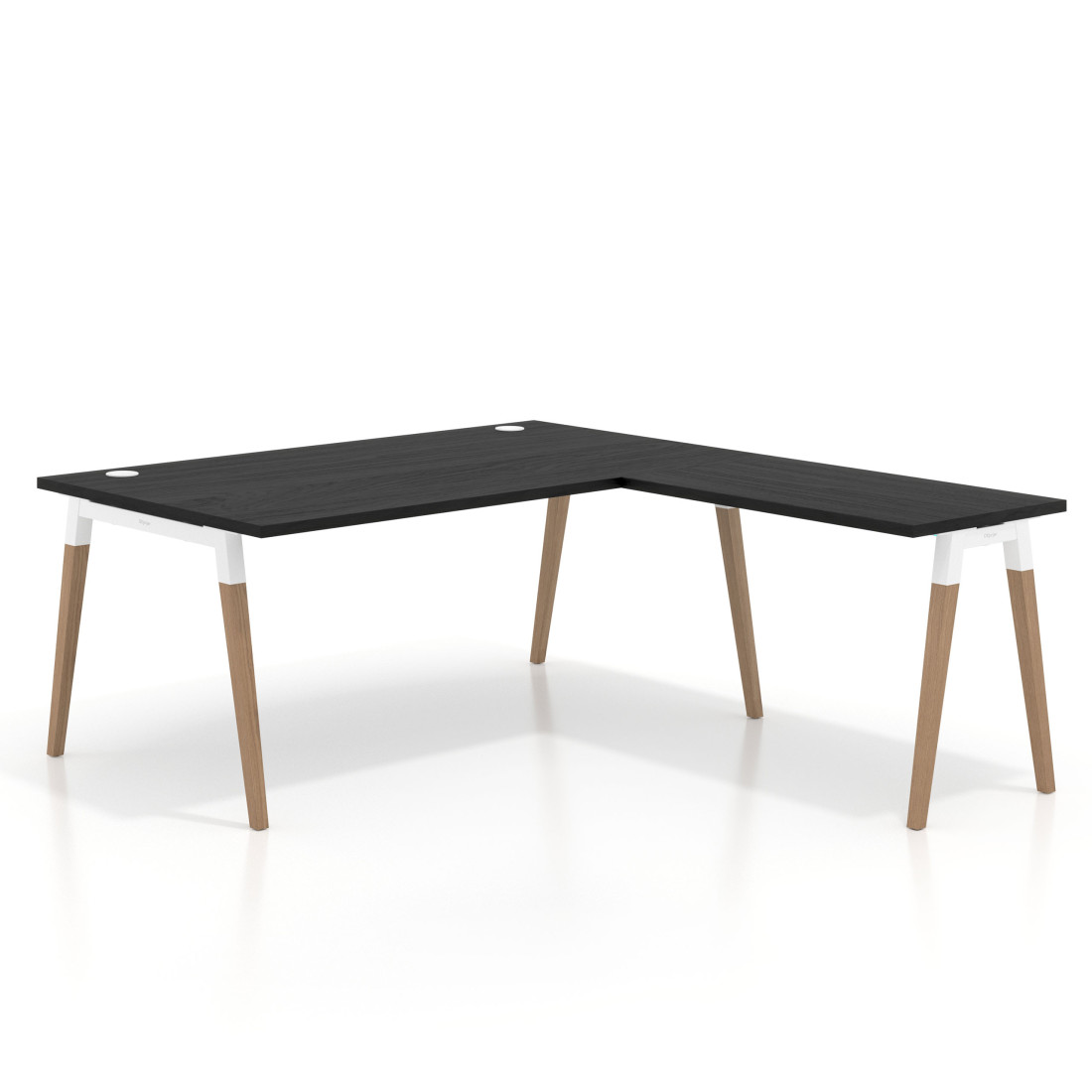 Mesa de dirección en L Arki fondo 100cm, patas de madera