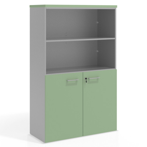 Armario de oficina Colors, medida 155x100cm con puerta auxiliar - VERDE TALCO