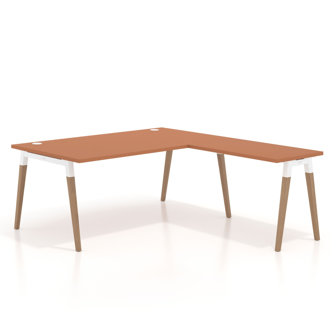 Mesa de dirección en L Arki fondo 100cm, patas de madera