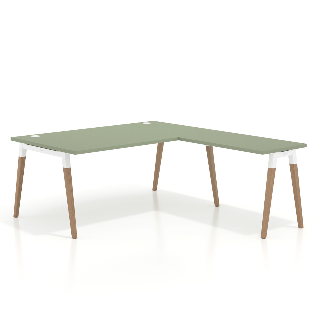 Mesa de dirección en L Arki fondo 100cm, patas de madera