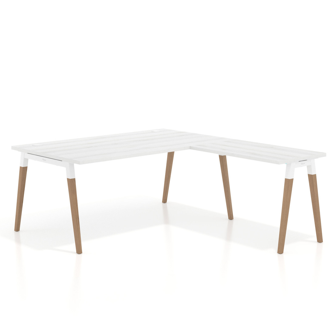 Mesa de dirección en L Arki fondo 100cm, patas de madera