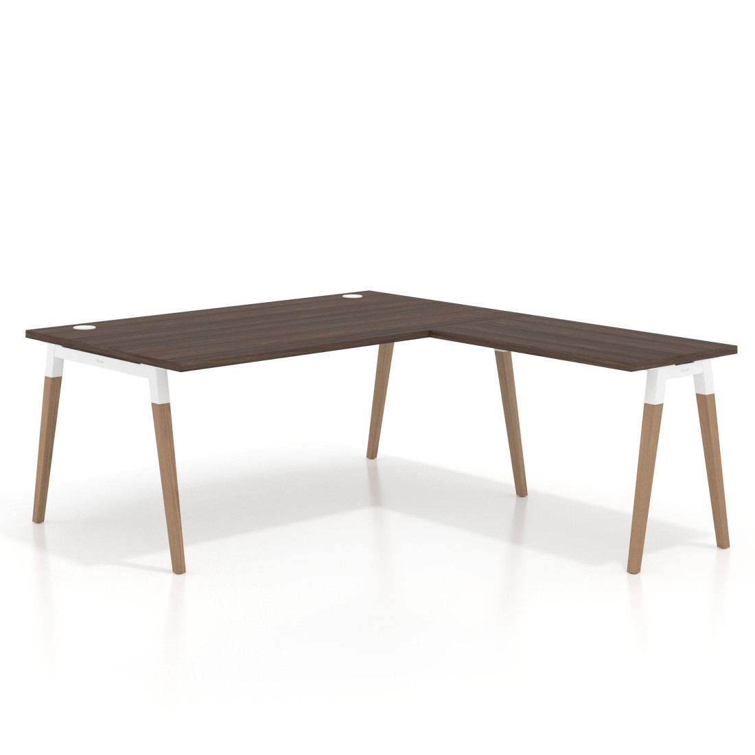 Mesa de dirección en L Arki fondo 100cm, patas de madera