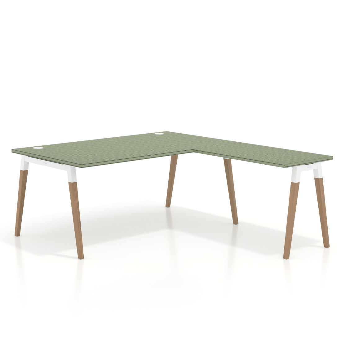 Mesa de dirección en L Arki fondo 100cm, patas de madera