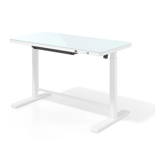 Erghos Glass mesa elevable motorizada estructura blanca 
