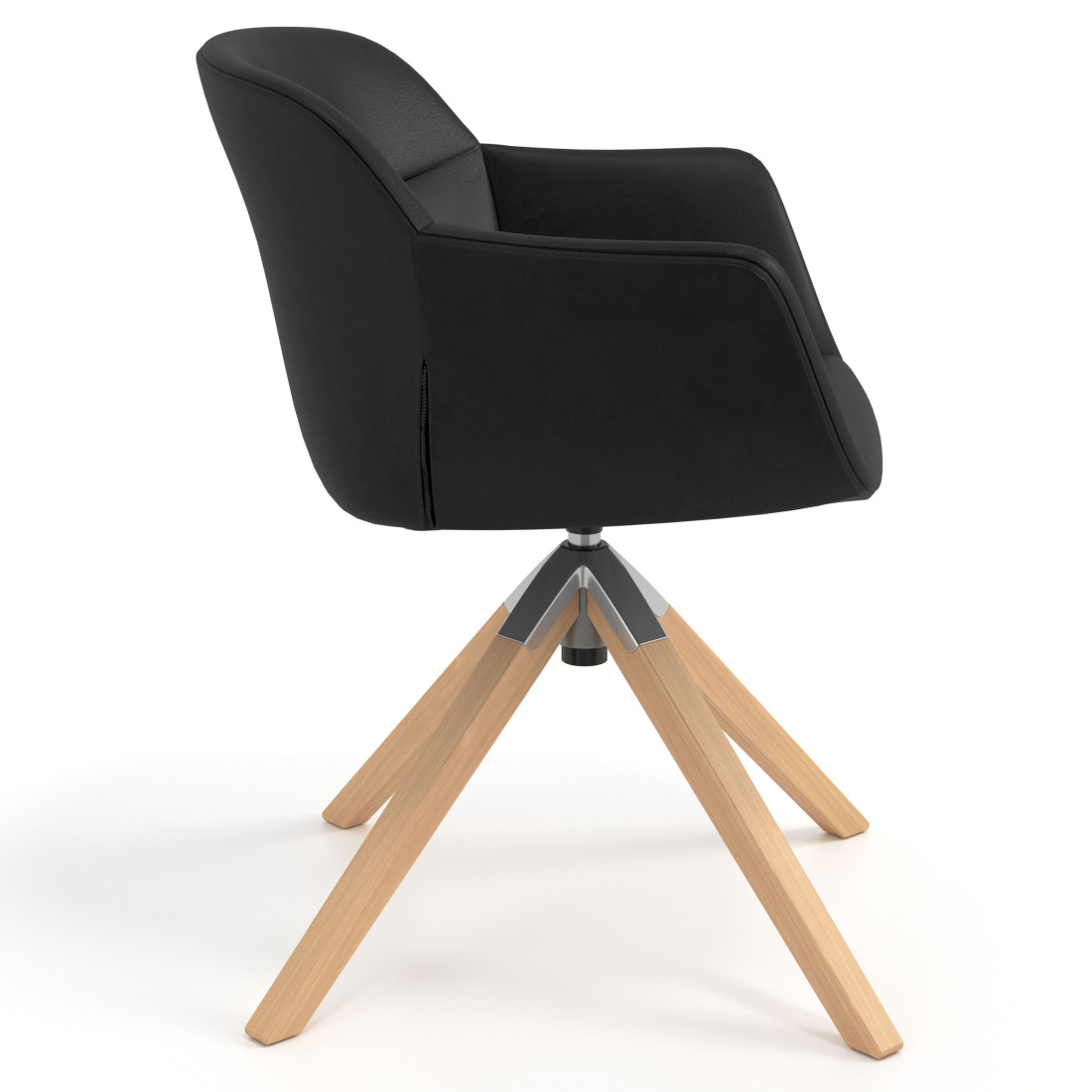 silla confidente negro anne giratoria madera piel sintetica 3