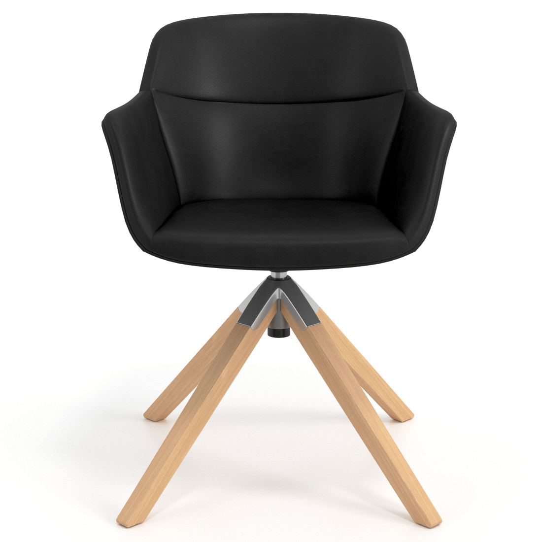 silla confidente negro anne giratoria madera piel sintetica 4