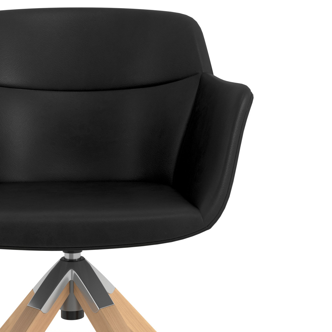 silla confidente negro anne giratoria madera piel sintetica 5