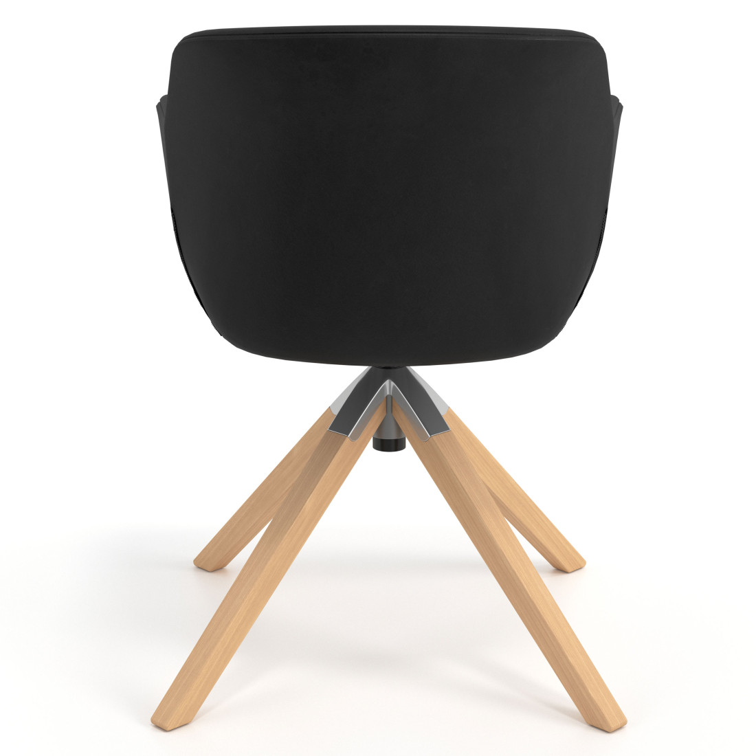 silla confidente negro anne giratoria madera piel sintetica 6