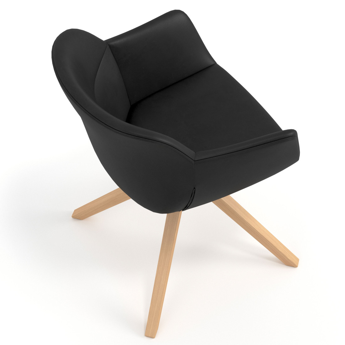 silla confidente negro anne giratoria madera piel sintetica 7