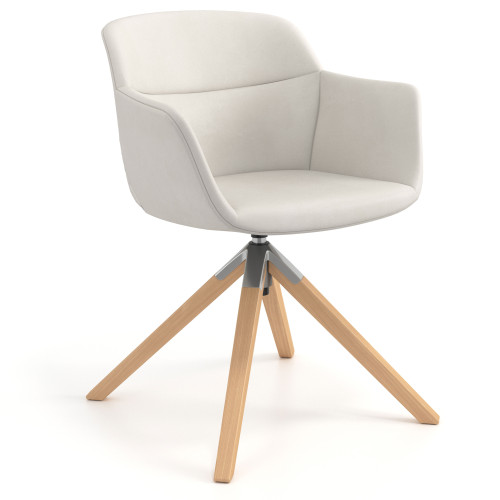 Silla confidente Anne, Patas Madera Asiento Ecopiel - BLANCO