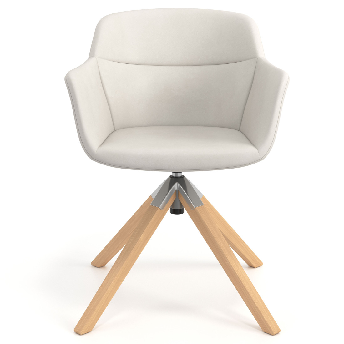 silla confidente blanco anne giratoria madera piel sintetica 4