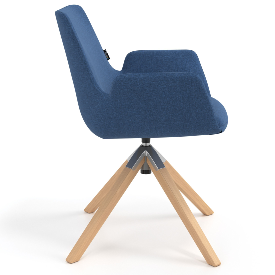 silla confidente azul elodie giratoria madera tela 3