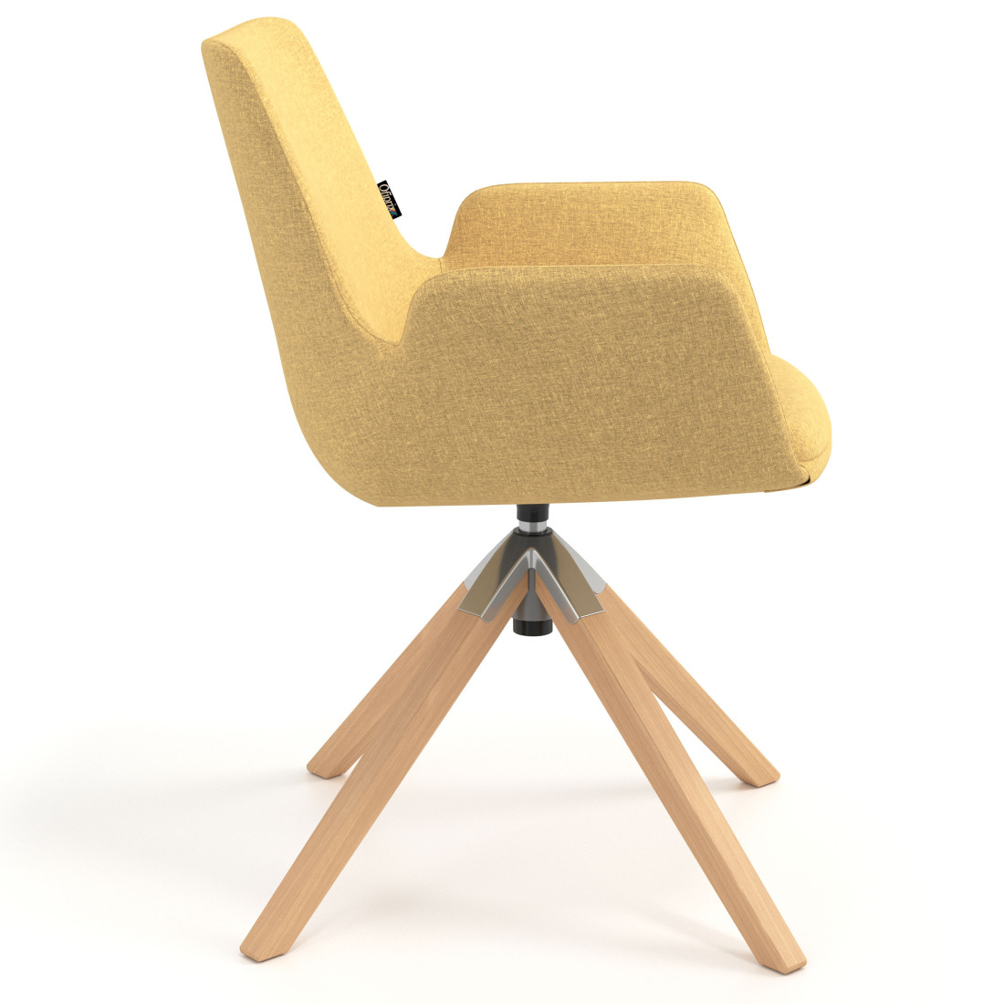 silla confidente amarillo elodie giratoria madera tela 3