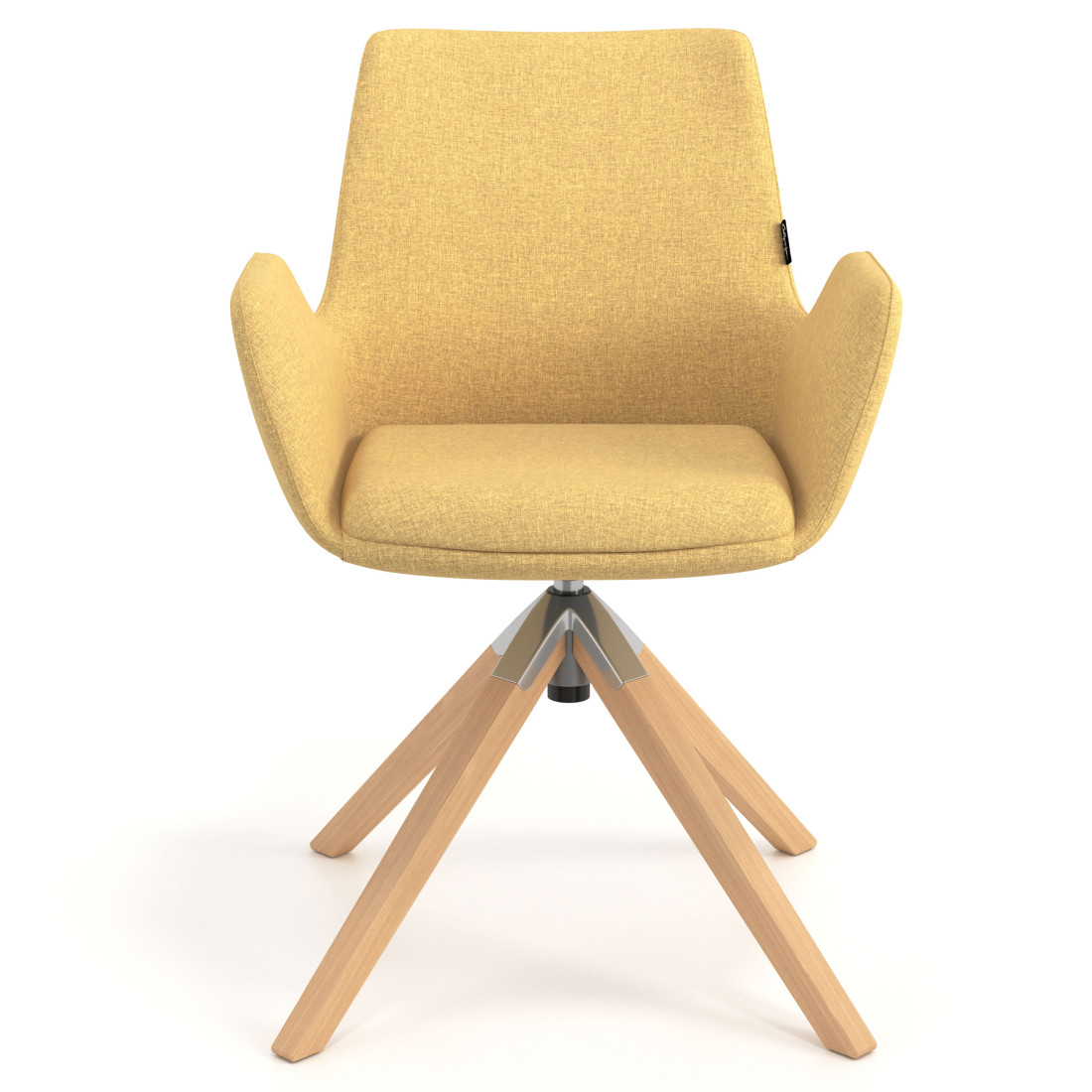 silla confidente amarillo elodie giratoria madera tela 4