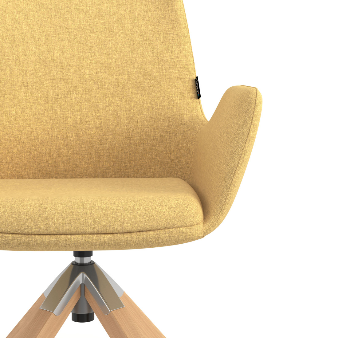 silla confidente amarillo elodie giratoria madera tela 5