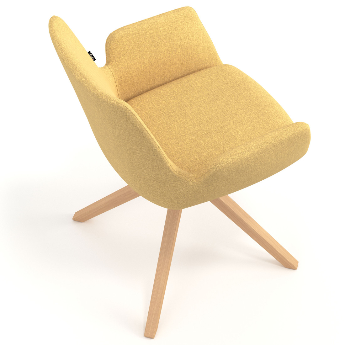 silla confidente amarillo elodie giratoria madera tela 7