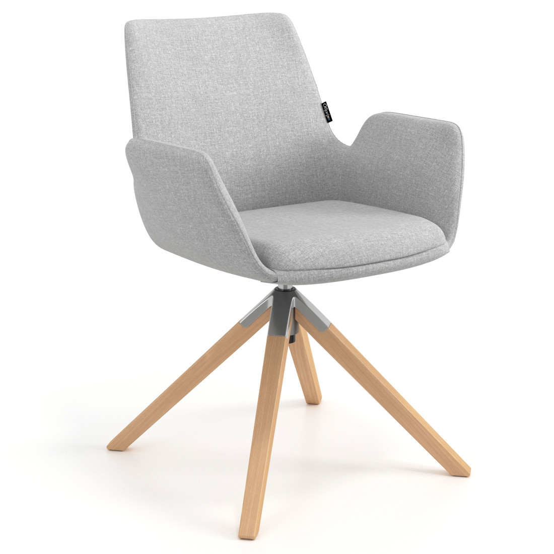 silla confidente gris elodie giratoria madera tela 1