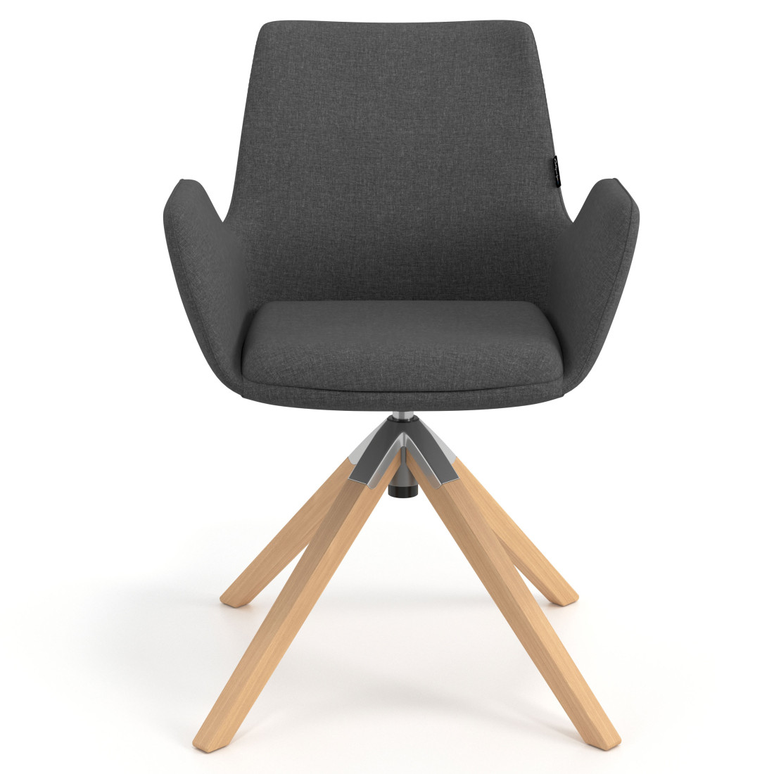 silla confidente antracita elodie giratoria madera tela 4
